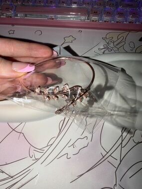 Rose Gold Leaf Bangle Bracelet